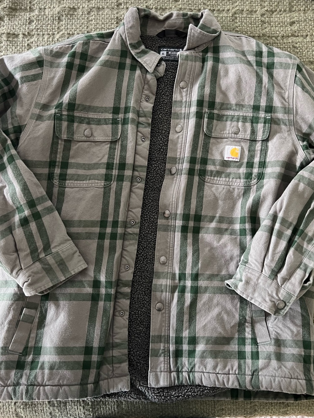 Carhartt Men’s Relaxed Fit Flannel Sherpa-Lined Shirt Jacket